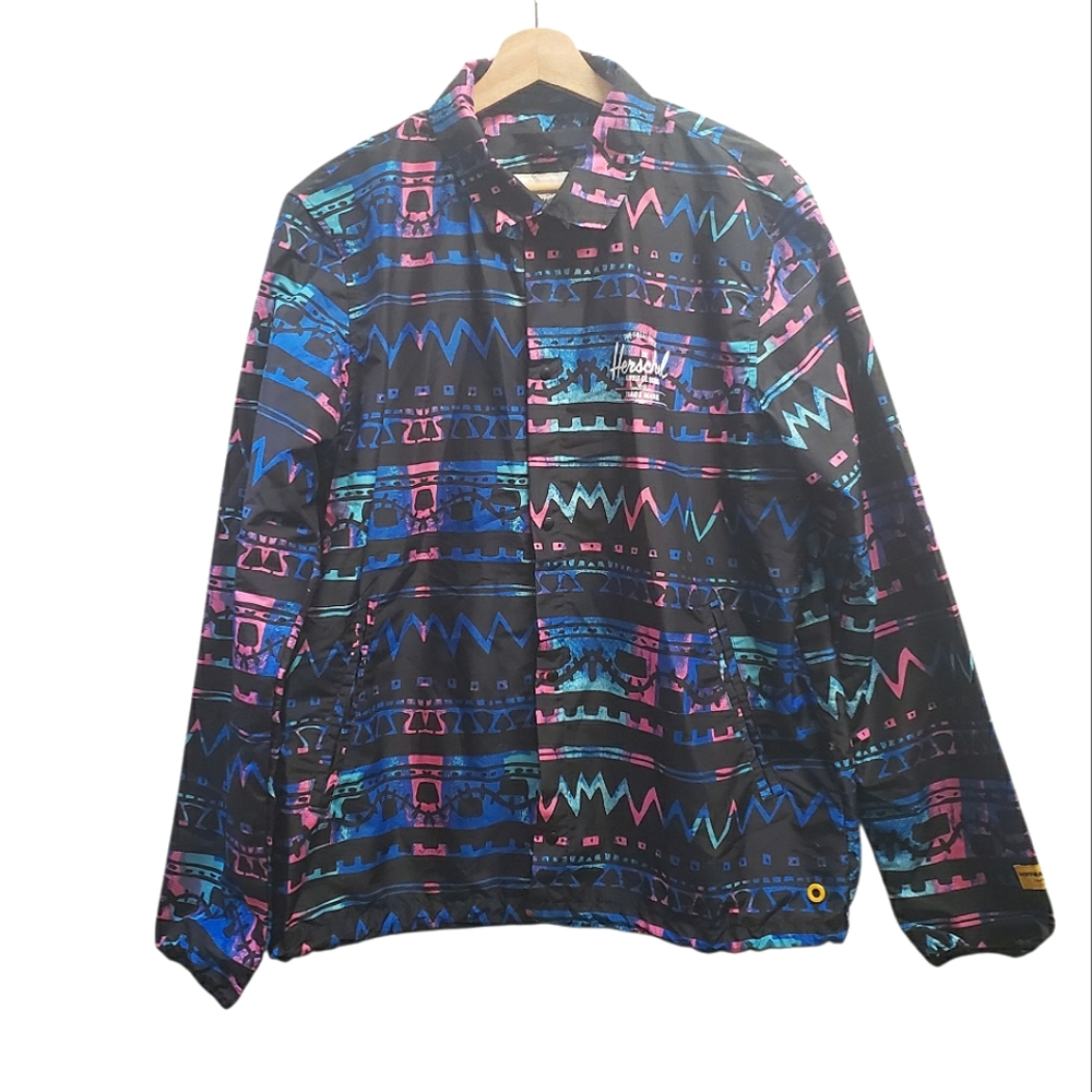 Herschel Voyage Coach Jacket Hoffman ZigZag Rain Wind Unisex Packable Size M - Picture 3 of 15